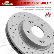 Ceramic Front Brakes Pad and Rotors Drilled Slotted Vented Replacement Disc Brake Kits for Hyundai Elantra 2007-2008/ Elantra Sedan 2009 2010