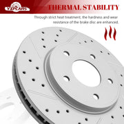 Ceramic Front Brakes Pad and Rotors Drilled Slotted Vented Disc Brake Kits for Nissan Leaf 2011-2013