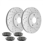 Front Brakes Rotors Brake Pads Kit for KIA SOUL 2014,2015,2016-Premium Drilled and Slotted ROTORS, ASE Certified Mechanic Reviewed!