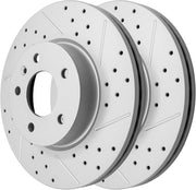 Front Drilled and Slotted Disc Brake Rotors Replacement for Cadillac Ats Base 2018-2019 and Without Brembo Brakes And Without Slotted Brake Rotors