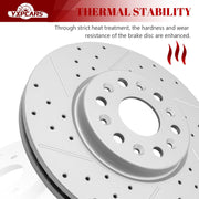 Ceramic Front Brakes Pad and Rotors Drilled Slotted Vented Replacement Disc Brake Kits for Buick Enclave 2018-2020, for Chevry Blazer 2019-2020/ Traverse 2018-2020, for GMC Acadia 2017-2020