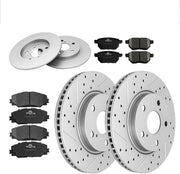 Brakes Rotors Brake Pads Kit for SCION XB 2008/2009/2010/2011/2012/2013/2014/2015-Premium Drilled and Slotted ROTORS, ASE Certified Mechanic Reviewed!
