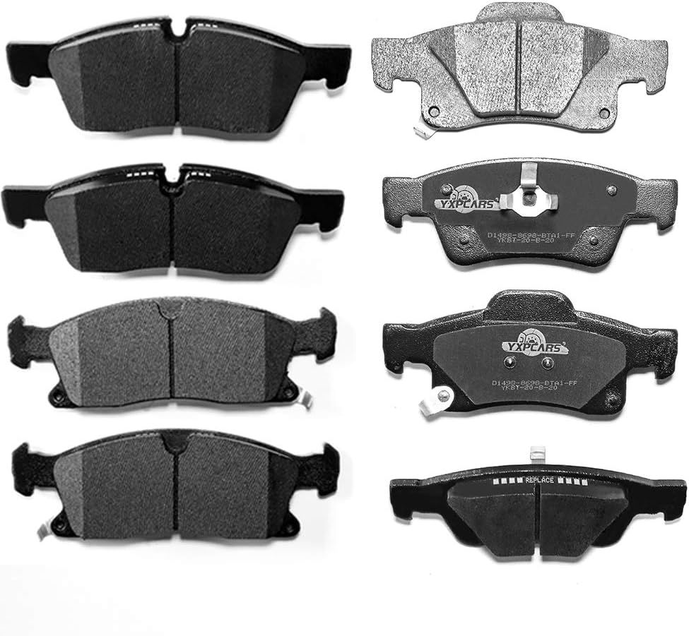 Front and Rear Brake Pads for DODGE DURANGO 2011-2018/GRAND CHEROKEE 2011-2012 Excluding SRT-8/2013-2018 Excluding SRT-8 & SRT Models Heavy Duty Brakes