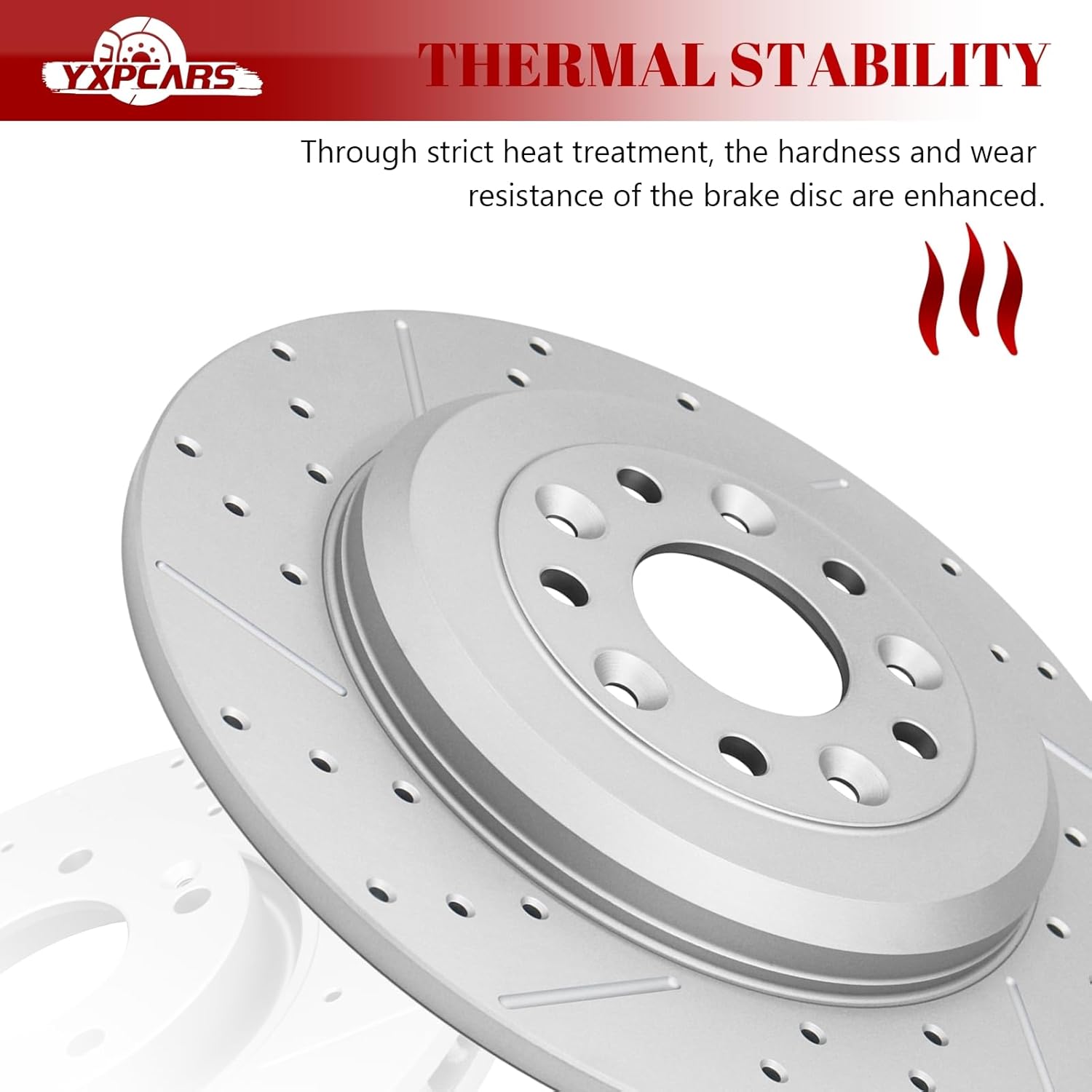Ceramic Rear Brakes Pad and Rotors Drilled Slotted Solid Replacement Disc Brake Kits for Ford Taurus X 2008-2009/ Freestyle Five Hundred 2005 2006 2007, for Mercury Montego 2005-2007/ Sable 2008-2009