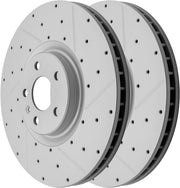 Front Drilled and Slotted Disc Brake Rotors Replacement for Volvo S60 S90 V60 Cross Country V90 Cross Country Xc40 Xc60 Xc90 With 13.58 Inch (345.0 mm) Front Rotor