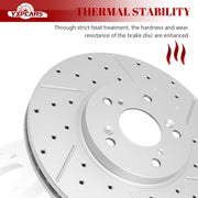 Ceramic Front Brakes Pad and Rotors Drilled Slotted Vented Replacement Disc Brake Kits for Acura Mdx 2001-2002, for Honda Odyssey 1999 2000 2001 2002 2003 2004
