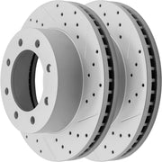 Rear Drilled and Slotted Disc Brake Rotors Replacement for Ford F-350 Super Duty 2005 2006 2007 2008 2009 2010 2011 2012 4Wd/Awd with Single Rear Wheel