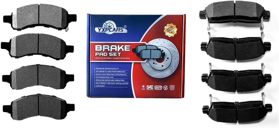 Front and Rear Ceramic Brake Pads for BUICK ENCLAVE 2008-2017/CHEVROLET TRAVERSE 2009-2017/GMC ACADIA 2007-2016/SATURN OUTLOOK 2007-2010