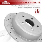Ceramic Rear Brakes Pad and Rotors Drilled Slotted Solid Disc Brake Kits for Jeep Wrangler 2007 - 2017/ Wrangler Jk 2018