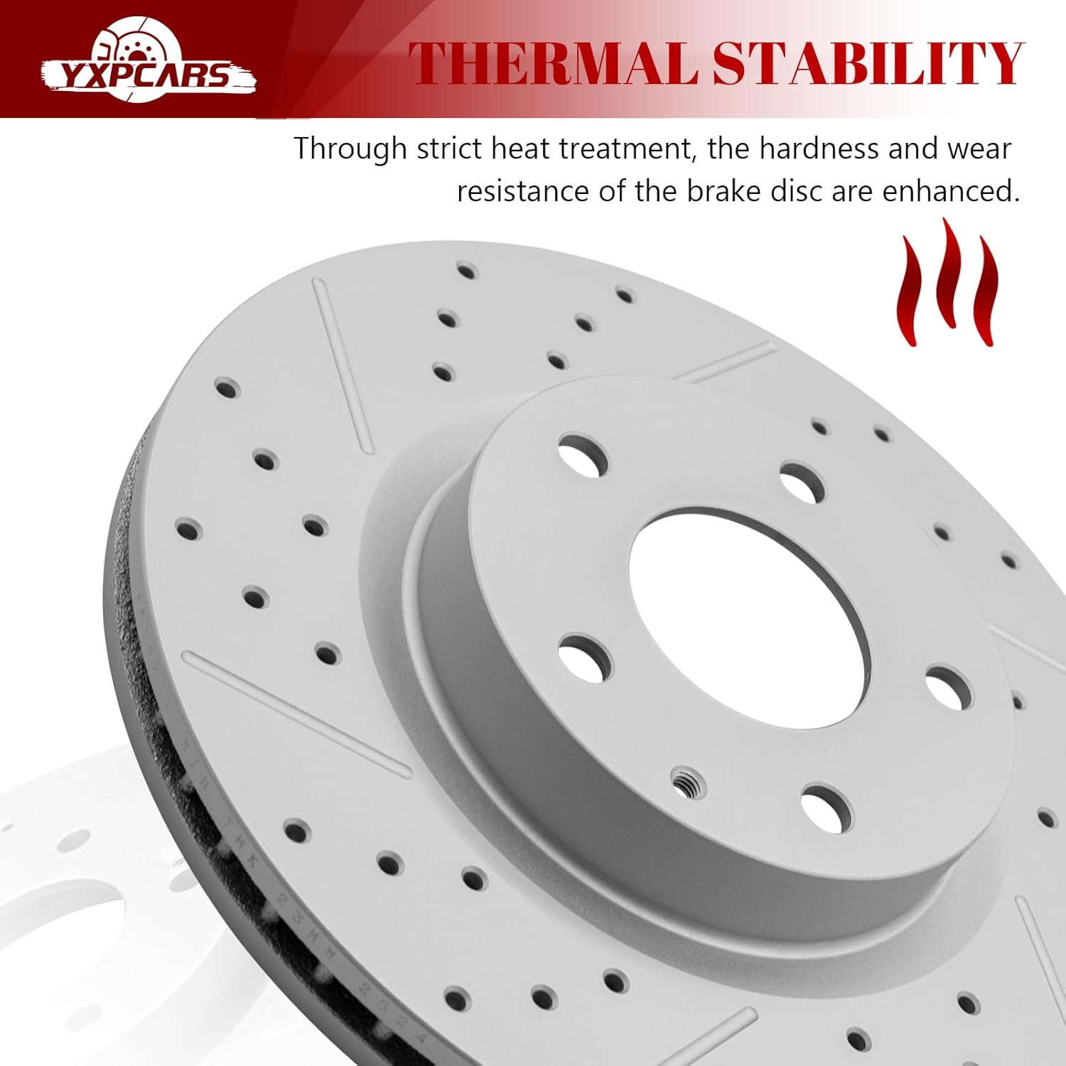 Ceramic Front Brakes Pad and Rotors Drilled Slotted Vented Replacement Disc Brake Kits for MAZDA 3 2.5L 2014-2016/3 SPORT GT 2014 2015 2016 2017 2018 (with 10.43 inch Rear Rotor)