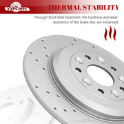 Ceramic Rear Brakes Pad and Rotors Drilled Slotted Solid Replacement Disc Brake Kits for Ford Edge/Explorer/Flex/Taurus, for Lincoln Mks/Mkt/Mkx