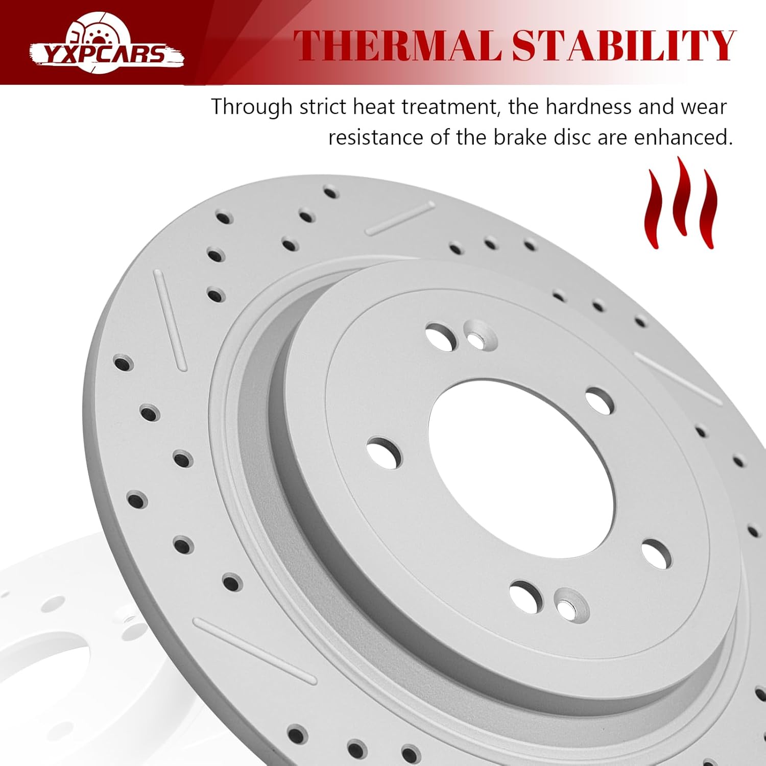 Ceramic Rear Brakes Pad and Rotors Drilled Slotted Solid Replacement Disc Brake Kits for Hyundai Tucson Gas 2016-2017/ Tucson 2018