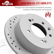 Ceramic Rear Brakes Pad and Rotors Drilled Slotted Solid Replacement Disc Brake Kits for Hyundai Elantra 2007-2008/ Elantra 2009 Gl, Gls, L, Limited, Se (Rear Brake Type: Disc)