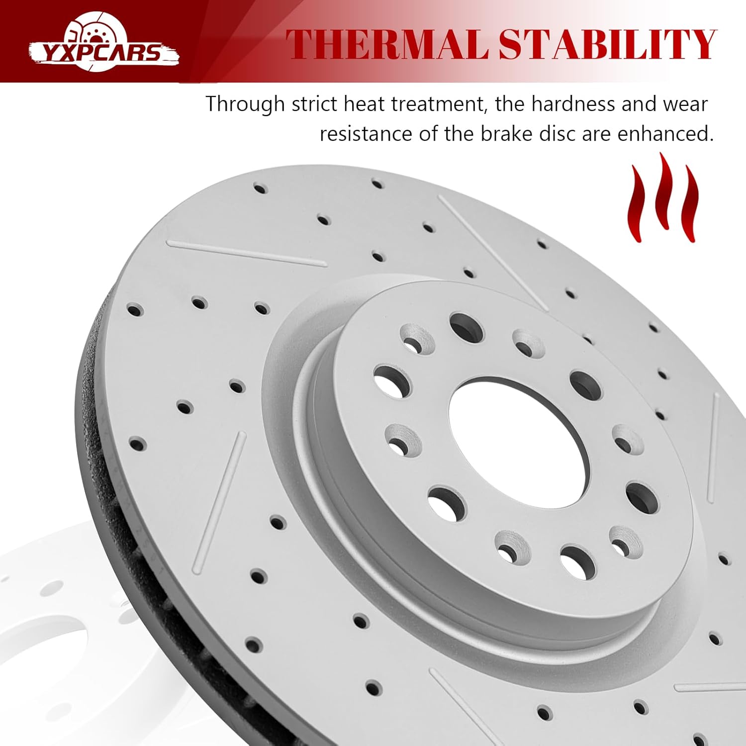 Front & Rear Drilled Slotted Rotors and Ceramic Disc Brake Pads Kit for Cadillac Xt5 2017-2020/ Xt6 2020, for Buick Enclave 2018 2019 2020 with 345.0 mm Front Rotor