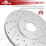 Front & Rear Drilled Slotted Rotors and Ceramic Disc Brake Pads Kit for for Honda Accord Hybrid 2006-2007 And With 3.0L and Full Hybrid Ev-Gas (Fhev) Engine