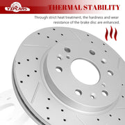 Ceramic Front Brakes Pad and Rotors Drilled Slotted Vented Replacement Disc Brake Kits for Cadillac Escalade Ext 2008-2013, Escalade (Esv) 2008 2009 2010 2011 2012 2013 2014 2015 2016