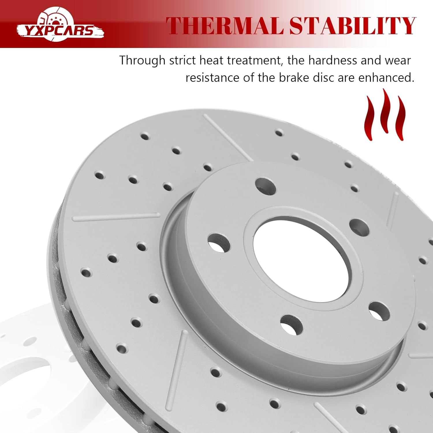 Ceramic Front Brakes Pad and Rotors Drilled Slotted Vented Replacement Disc Brake Kits for Ford Focus 2012 2013 2014 2015 2016 2017 2018, for Volvo C30 2012-2013 (278.0 mm)