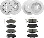 Brakes Rotors/Brake Pads Kit for Jeep Wrangler 2007/2008/2009/2010/2011/2012/2013-2018 Brake Disc-Premium Drilled and Slotted ROTORS(11.89 and 12.44 inch), ASE Certified Mechanic Reviewed!