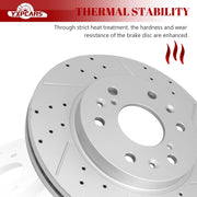 Ceramic Front Brakes Pad and Rotors Drilled Slotted Vented Replacement Disc Brake Kits for Cadillac Escalade (Esv) 2007-2018, Escalade Ext 2007 2008 2009 2010 2011 2012 2013