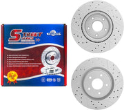 Front Brakes Rotors,Brake Pads Kit for INFINITI JX35 2013,QX60 2014-2019,PATHFINDER 2013-2019,MURANO 2015-2019-Premium Drilled and Slotted ROTORS, ASE Certified Mechanic Reviewed!