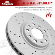 Front & Rear Drilled Slotted Rotors and Ceramic Disc Brake Pads Kit for Chrysler 200 2015 2016 2017 With 305.0 mm Front Rotor
