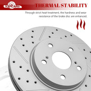Ceramic Front Brakes Pad and Rotors Drilled Slotted Vented Replacement Disc Brake Kits for Lexus Es300 2002-2003, for Toyota Sienna 2004-2010/ Solara 2004-2008/ Avalon 2005-2007/ Camry 2005-2006