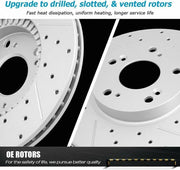 Front Brakes Rotors,Brake Pads Kit for INFINITI JX35 2013,QX60 2014-2019,PATHFINDER 2013-2019,MURANO 2015-2019-Premium Drilled and Slotted ROTORS, ASE Certified Mechanic Reviewed!