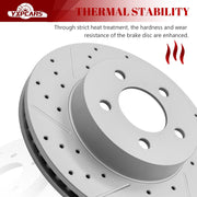 Ceramic Front Brakes Pad and Rotors Drilled Slotted Vented Replacement Disc Brake Kits for Jeep Liberty 2002 2003 2004 2005 2006 2007