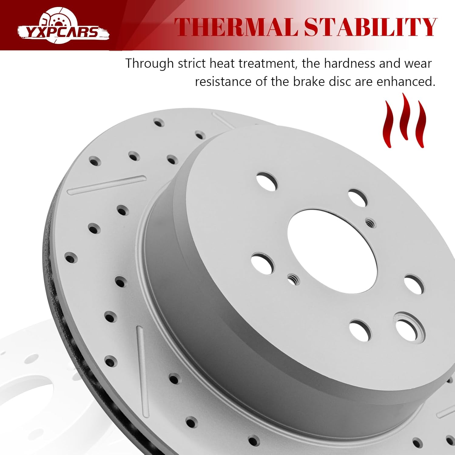 Ceramic Rear Brakes Pad and Rotors Drilled Slotted Vented Replacement Disc Brake Kits for LEXUS IS350 Base F Sport 2014-2015, for GS450H GS350 RC350 GS200T IS200T RC200T IS300 IS350 RC300