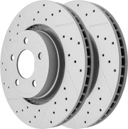 Front Drilled and Slotted Disc Brake Rotors Replacement for Ford Mustang Sub 2015 2016 2017 V6 w/ 12.60 Inch (320.0 mm)