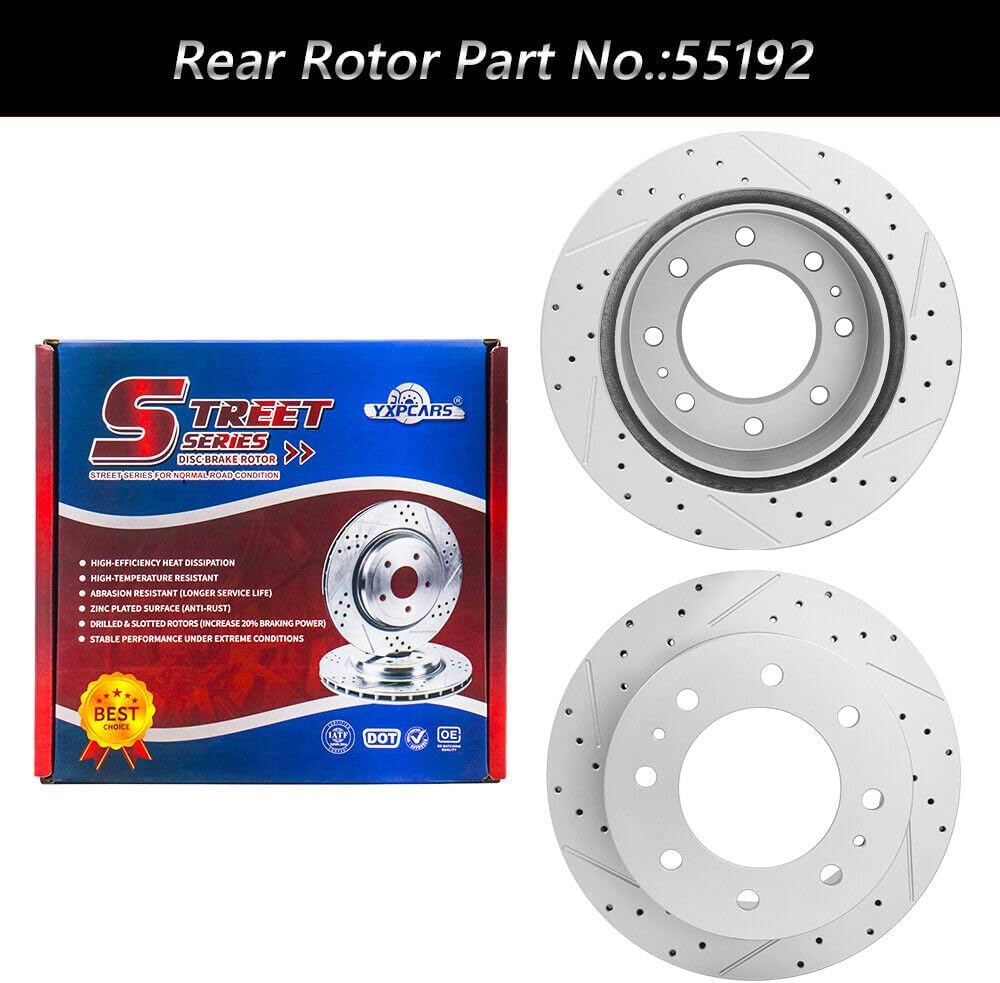 Front & Rear Brakes Rotors Brake Pads Kit for SILVERADO 2500 HD,3500 HD,SUBURBAN 3500 HD,GMC SIERRA 2500 HD,SIERRA 3500HD-Premium Drilled and Slotted ROTORS, ASE Certified Mechanic Reviewed!