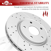 Front & Rear Drilled Slotted Rotors and Ceramic Disc Brake Pads Kit for Dodge Grand Caravan 2017 - 2020 Dual Piston Front Calipers, for Dodge Journey 2014 2020