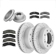 Front & Rear Brakes Rotors Brake Pads Kit for SILVERADO 2500 HD,3500 HD,SUBURBAN 3500 HD,GMC SIERRA 2500 HD,SIERRA 3500HD-Premium Drilled and Slotted ROTORS, ASE Certified Mechanic Reviewed!