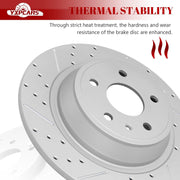 Ceramic Rear Brakes Pad and Rotors Drilled Slotted Solid Replacement Disc Brake Kits for Lincoln Mkz 2013-2016 Hybrid, Ford Fusion 2013 2014 2015 2016 2017 2018 2019 2020 Except Energi