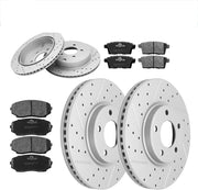 Front & Rear Brakes Rotors Brake Pads Kit for Ford Edge 2007,2008,2009,2010/Lincoln MKX 2007,2008,2009,2010-Premium Drilled and Slotted ROTORS, ASE Certified Mechanic Reviewed!