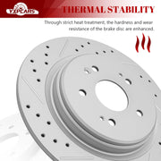 Ceramic Rear Brakes Pad and Rotors Drilled Slotted Solid Replacement Disc Brake Kits for Acura TLX 2015 2016 2017 2018 2019 2020