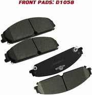Brake Pads for CHRYSLER 300 2005-2018 AWD V6/DODGE CHARGER 2006-2018 AWD/DODGE MAGNUM 2005-2008 (Front & Rear D1058+D1057)