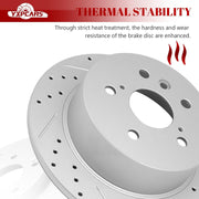 Ceramic Rear Brakes Pad and Rotors Drilled Slotted Solid Replacement Disc Brake Kits for Lexus Es300H/Es350 2013-2018, for Toyota Avalon 2013 2014 2015 2016 2017 2018/ Camry 2012-2017