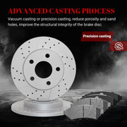 Front & Rear Drilled Slotted Rotors and Ceramic Disc Brake Pads Kit for Buick Allure Lacrosse 2005 2006 2007/ Allure Lacrosse 2008-2009 Excl Super, for Pontiac Grand Prix 2005-2008 Excl Gxp