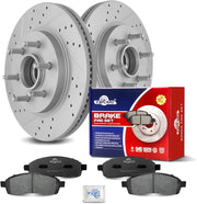 Ceramic Front Brakes Pad and Rotors Drilled Slotted Vented Replacement Disc Brake Kits for Lincoln Mark Lt 2006 2007 2008 2 Wheel Drive - 6 Lug