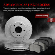 Front & Rear Drilled Slotted Rotors and Ceramic Disc Brake Pads Kit for Hyundai Elantra (Gt) 2013-2016/ Elantra Coupe 2013-2014/ Veloster 2012, for Kia Forte (Koup) 2014 2015 2016