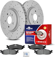 Ceramic Front Brakes Pad and Rotors Drilled Slotted Vented Replacement Disc Brake Kits for Ford Explorer 2011-2012/ Flex 2009-2011/ Taurus, for Lincoln MKS 2011-2012/ MKT 2010-2019