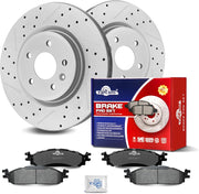 Ceramic Front Brakes Pad and Rotors Drilled Slotted Vented Disc Brake Kits for Ford Explorer 2011-2012/ Flex 2009-2011/ Taurus, for Lincoln MKS 2011-2012/ MKT 2010-2013 2014 2015 2016 2017 2018 2019