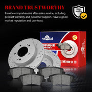 Ceramic Rear Brakes Pad and Rotors Drilled Slotted Solid Replacement Disc Brake Kits for Hyundai Elantra/Elantra Coupe/Elantra Gt/Veloster, for Kia Forte/ Forte5/ Forte Koup/Soul
