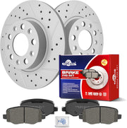 Ceramic Rear Brakes Pad and Rotors Drilled Slotted Solid Replacement Disc Brake Kits for Fiat 500X 2016-2023, for Dodge Hornet 2023-2025 Gt/Gt Plus, for Jeep Compass 2017-2021/ Renegade 2015-2023
