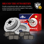 Ceramic Rear Brakes Pad and Rotors Drilled Slotted Vented Replacement Disc Brake Kits for Chevy Colorado 2015-2020, for Gmc Canyon 2015 2016 2017 2018 2019 2020