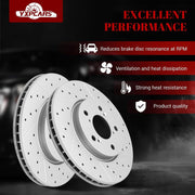 Ceramic Front Brakes Pad and Rotors Drilled Slotted Vented Replacement Disc Brake Kits for Honda Odyssey 2005 2006 2007 2008 2009 2010