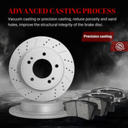Ceramic Rear Brakes Pad and Rotors Drilled Slotted Solid Replacement Disc Brake Kits for Hyundai Elantra/Elantra Coupe/Elantra Gt/Veloster, for Kia Forte/ Forte5/ Forte Koup/Soul
