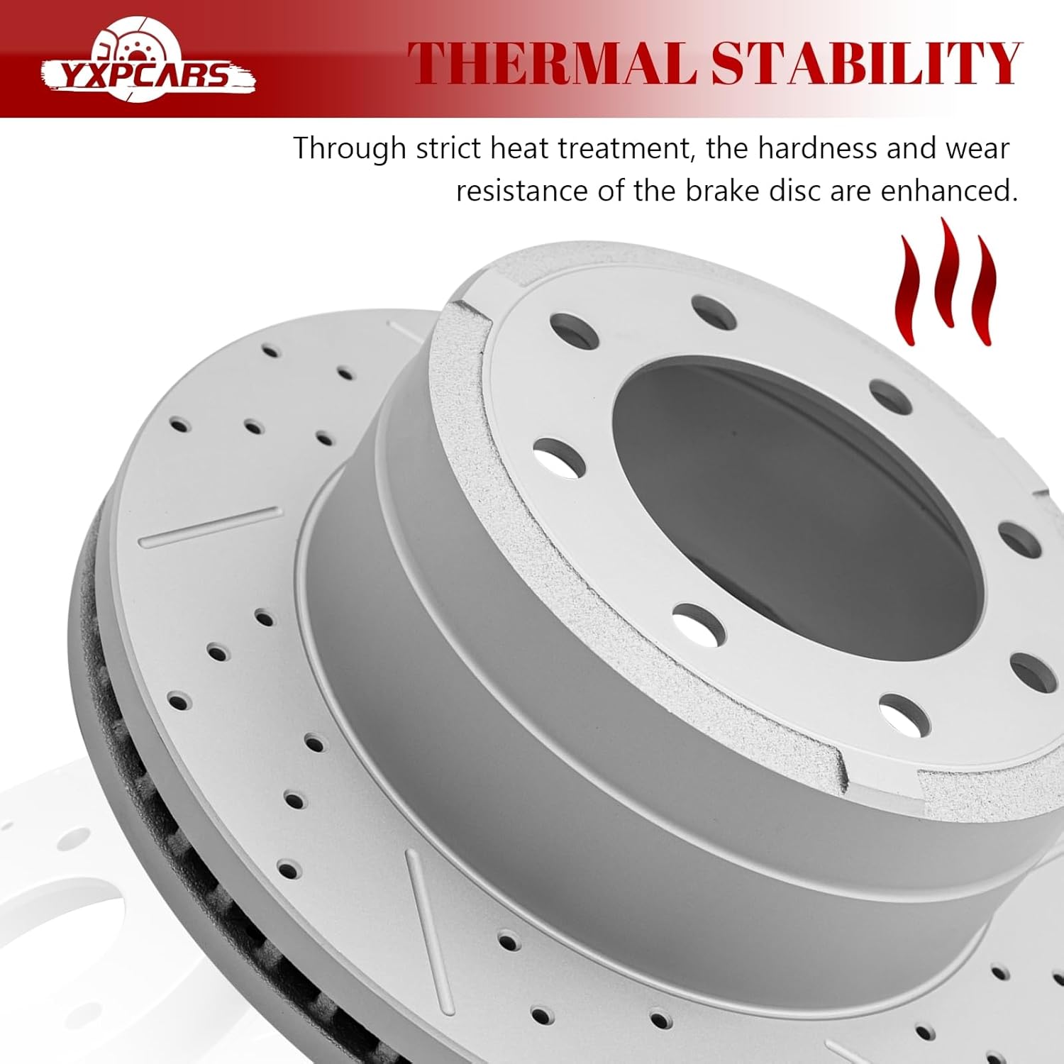 Ceramic Rear Brakes Pad and Rotors Drilled Slotted Vented Replacement Disc Brake Kits for Ford F-250 Super Duty 2022