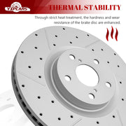 Front & Rear Drilled Slotted Rotors and Ceramic Disc Brake Pads Kit for Lexus GS450H 2014/ IS350 2014-2015/ RC200T IS200T 2016/ GS200T/ IS300 2016-2017/ IS350 2017